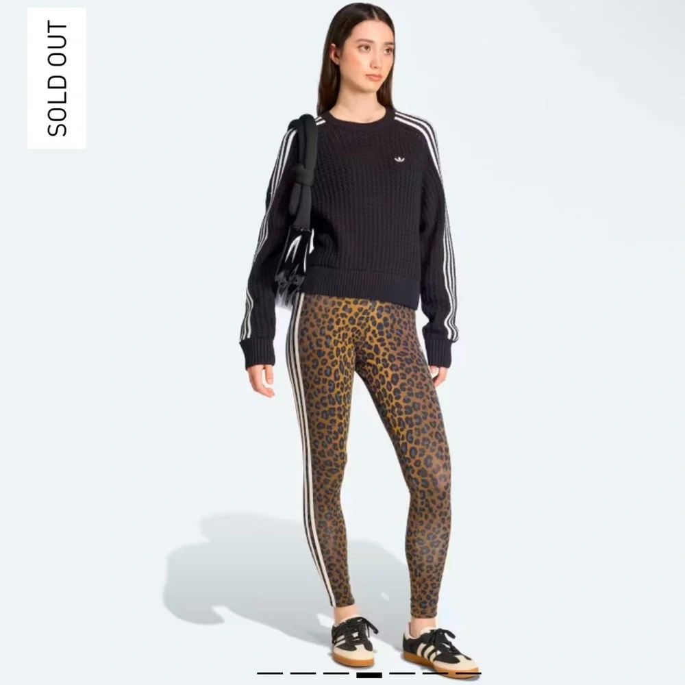 Adidas Leopard Print 3 Stripe Leggings Women’s Size XL - Picture 3 of 10
